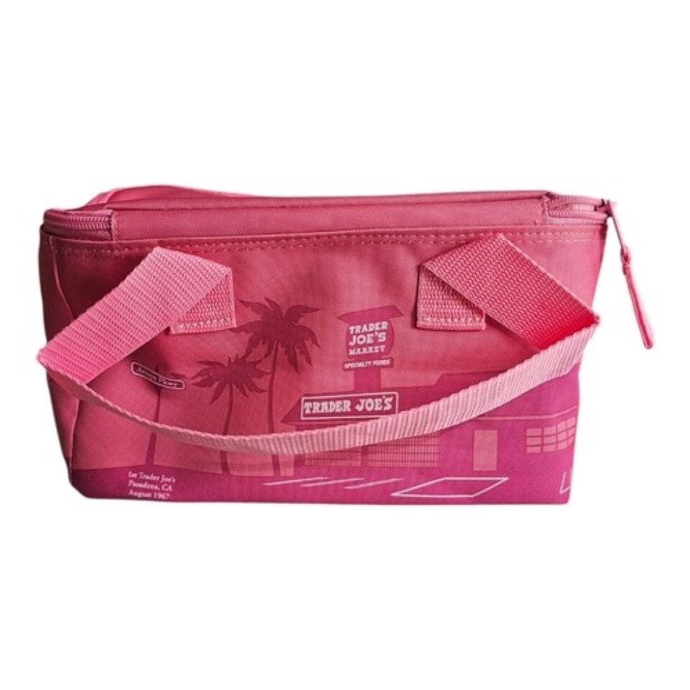 TRADER JOE'S MINI INSULATED PINK TOTE LUNCH COOLER BAG NWT - Picture 9 of 9